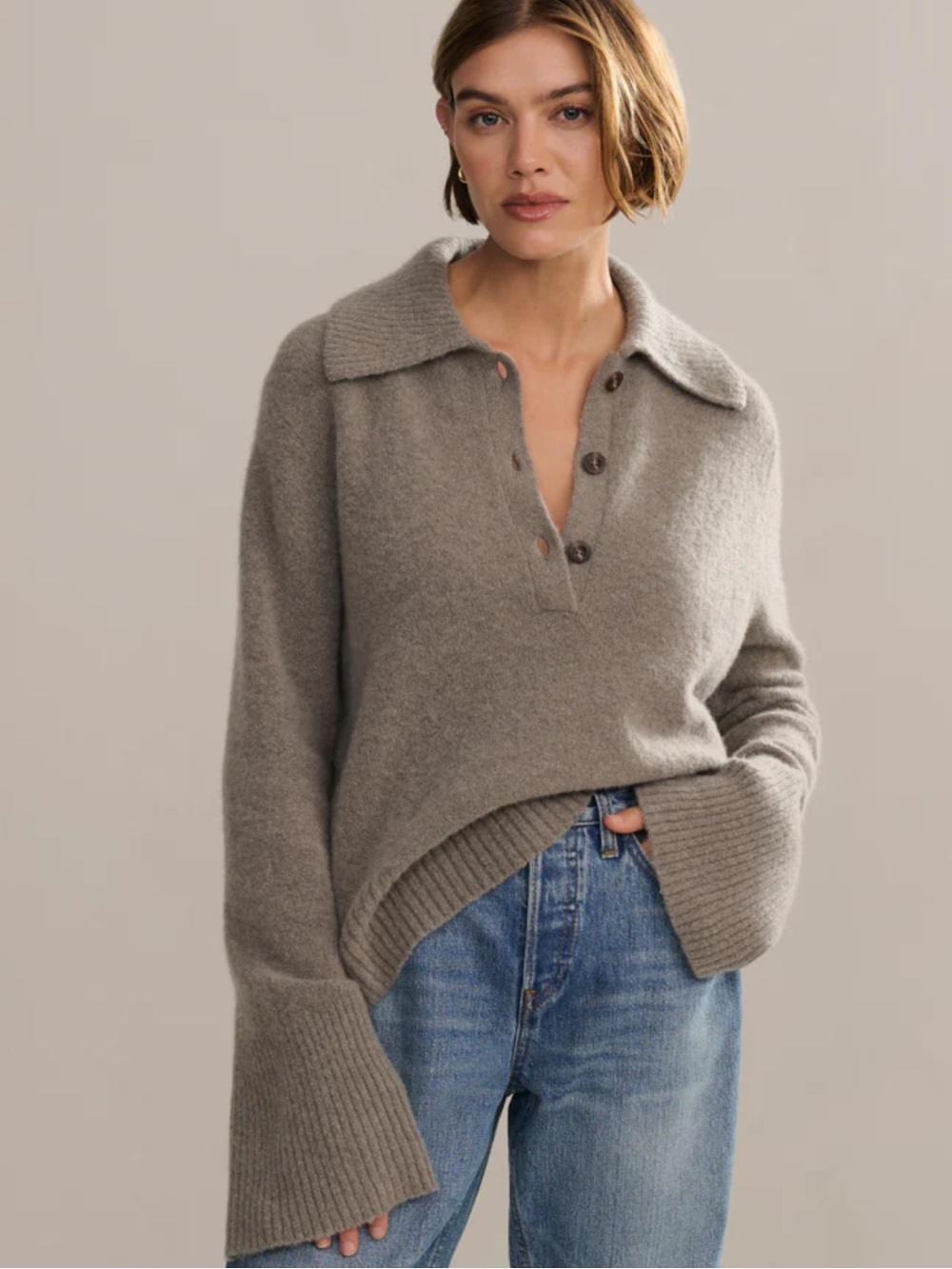 Jenni Kayne Cashmere Stevie Polo - SZ XS - NWT - Pewter